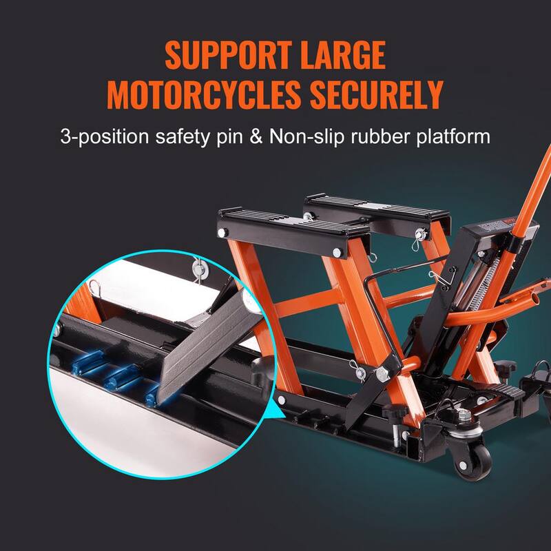 VEVOR Hydraulic Motorcycle Lift Jack 1500LBS. ATV Scissor Lift Jack with 4 Wheels Foot-Operated Hoist Stand for Motorcycle ATV - MTCSJJYYB15004IG5V0