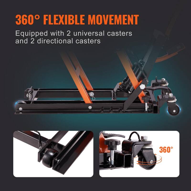 VEVOR Hydraulic Motorcycle Lift Jack 1500LBS. ATV Scissor Lift Jack with 4 Wheels Foot-Operated Hoist Stand for Motorcycle ATV - MTCSJJYYB15004IG5V0