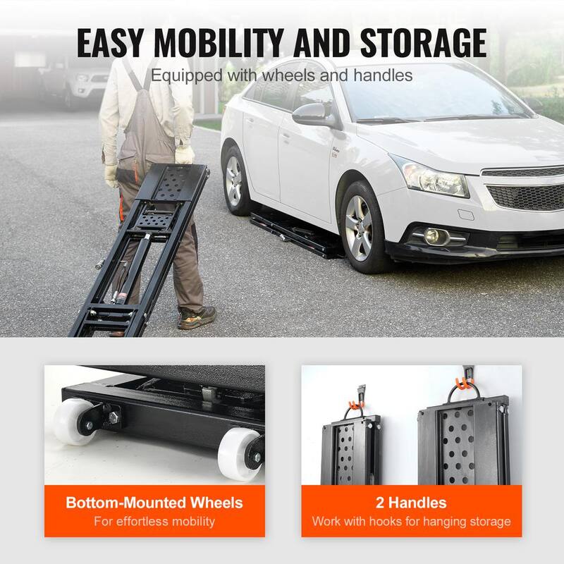 VEVOR Car Lift, 7,000 lbs. Capacity Portable Car Lift, 26.8 in. Max. Height, Carbon Steel Truck Lift with 120-Volt Power Unit - QCSJJZG7000LB9KL9V1-0729