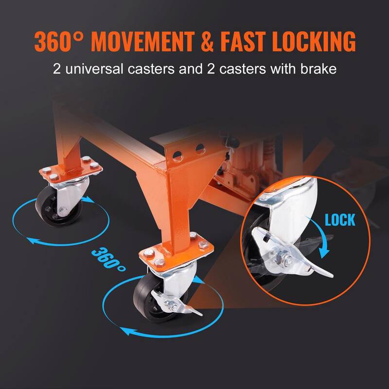 VEVOR Hydraulic Motorcycle Lift Table, 350 lbs. Capacity Motorcycle Scissor Jack Lift, 4 Wheels, Foot-Operated Jack Stand - MTCSJJYYBF350G0E1V0-0729