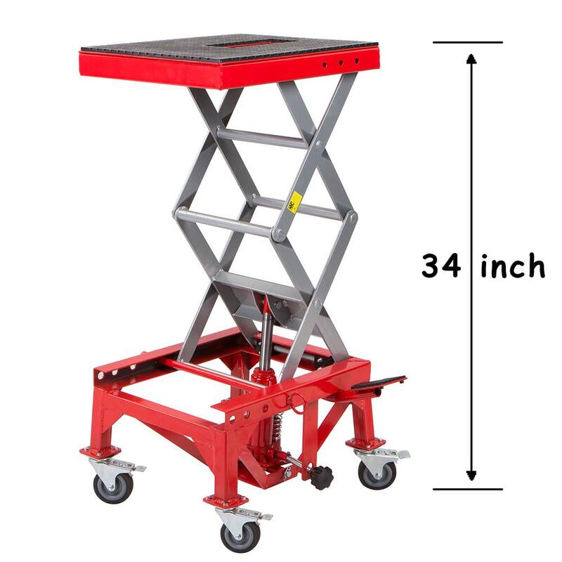 STARK USA 300 lbs. Mini Lift Hoist Motorcycle ATV Bike Hydraulic Scissor Jack with Wheels - 96061-H