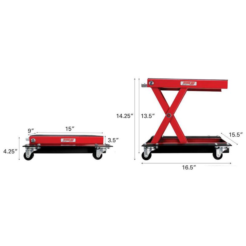 Extreme Max Wide Motorcycle Scissor Jack with Dolly - 5001.5059