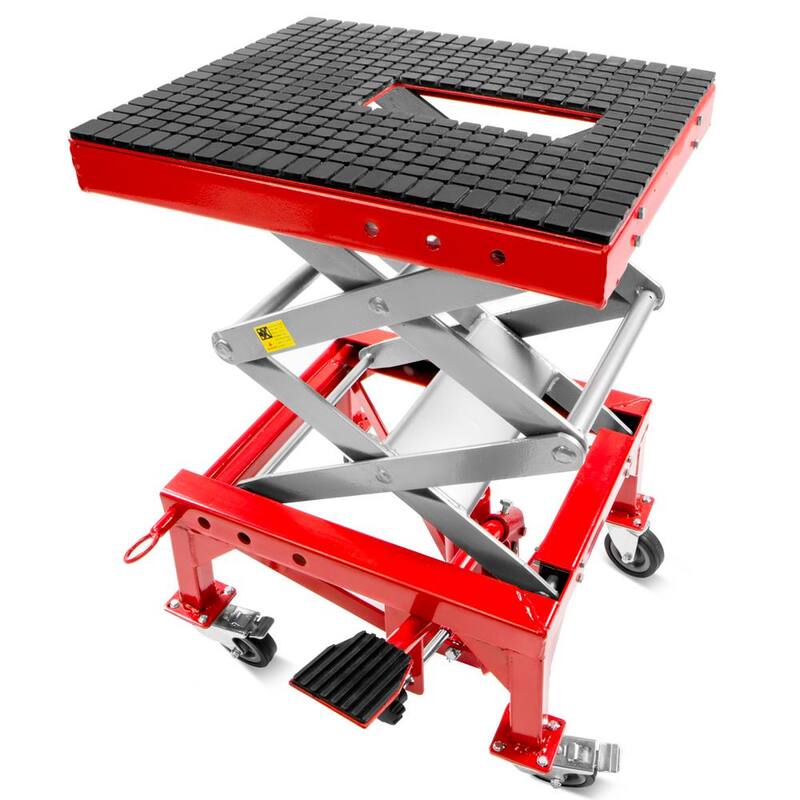 Stark 300 lbs. Mini Lift Hoist Motorcycle ATV Bike Hydraulic Scissor Jack with Wheels - 96061