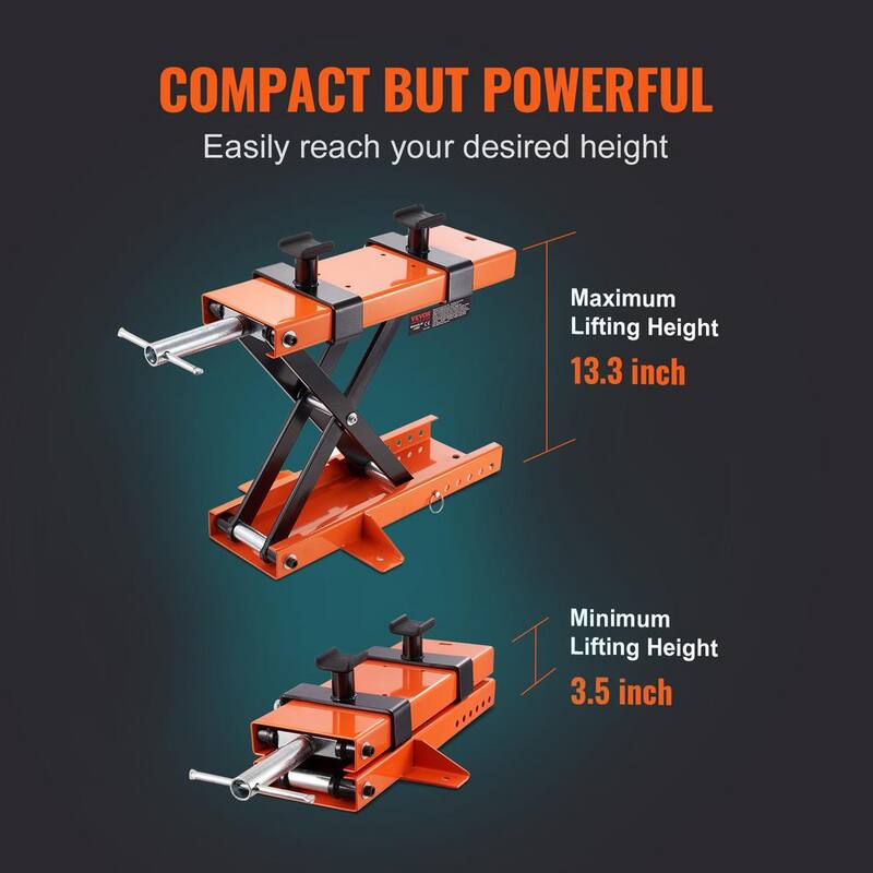 VEVOR Motorcycle Lift, 500 kg Motorcycle Center Scissor Lift Jack, Steel Motorcycle Jack Hoist Stand, Cruiser Bikes - MTCSJJCSB1100PWQ4V0-0729
