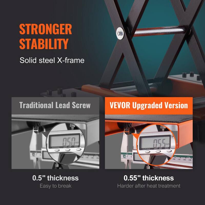 VEVOR Motorcycle Lift, 1100 lbs. Motorcycle Lift ATV Scissor Lift Jack with Dolly & Hand Crank, Center Hoist Crank Stand - MTCSJJCSB1100F505V0-0920
