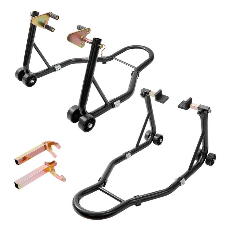 VEVOR Motorcycle Stand Lift 850 lbs. Front Rear Lift Stand Wheel Fork Stand Swingarm Spool for Yamaha Honda Suzuki, Black - YBSJZJTZXCXCS7LU8V0