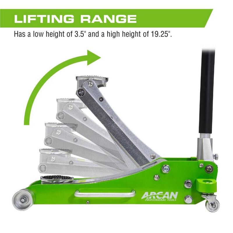 Arcan 2-Ton Lightweight Aluminum Floor and Car Jack with Quick Rise - A20017