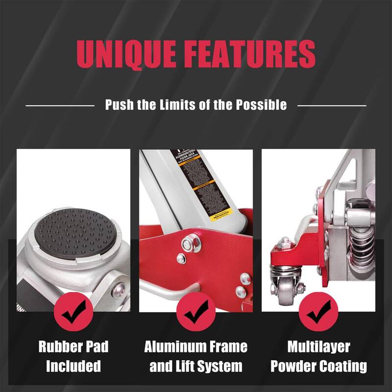 Big Red 1.5-Ton Low-Profile Aluminum and Steel Floor Jack with Dual Piston Speedy Lift - AT815016LR