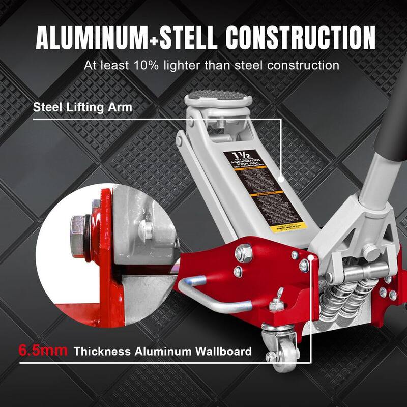 Big Red 1.5-Ton Low-Profile Aluminum and Steel Floor Jack with Dual Piston Speedy Lift - AT815016LR