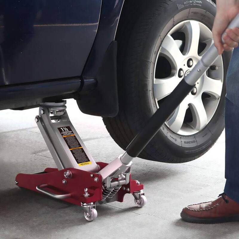 Big Red 1.5-Ton Low-Profile Aluminum and Steel Floor Jack with Dual Piston Speedy Lift - AT815016LR