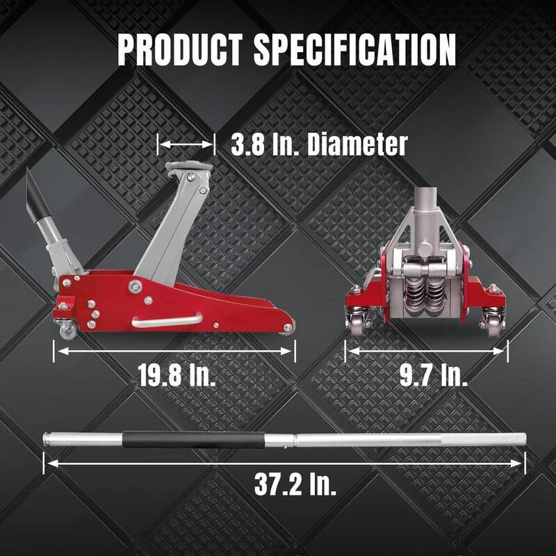 Big Red 1.5-Ton Low-Profile Aluminum and Steel Floor Jack with Dual Piston Speedy Lift - AT815016LR