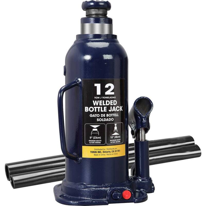 TCE 12-Ton Hydraulic Welded Bottle Jack, Blue - AT91203BU