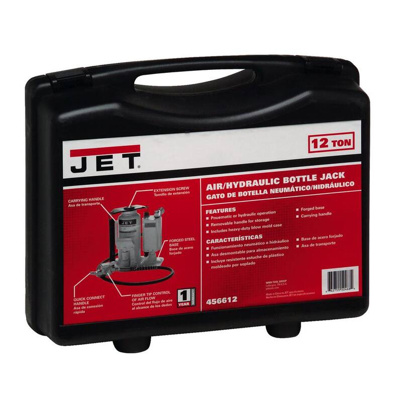 Jet AHJ-12, 12 Ton Air/Hydraulic Bottle Jack - 456612