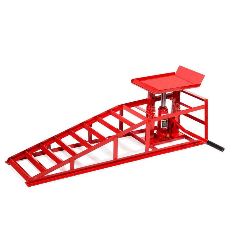 STARK USA 5-Ton Low Profile Adjustable Hydraulic Lift Auto Service Steel Ramps (2-Piece) - 50525-H1