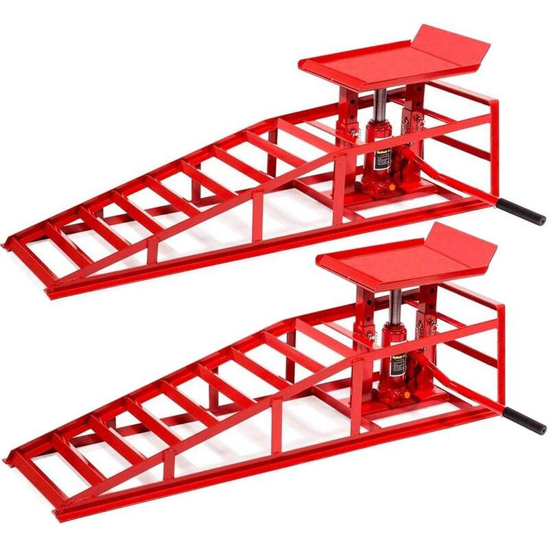 STARK USA 5-Ton Low Profile Adjustable Hydraulic Lift Auto Service Steel Ramps (2-Piece) - 50525-H1