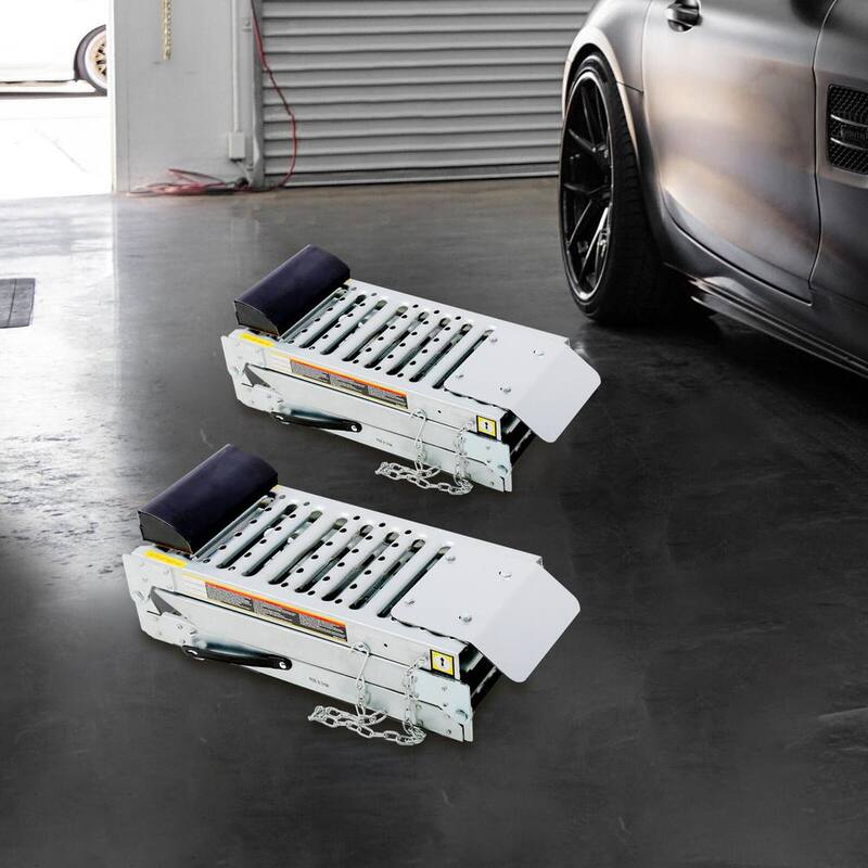 Tatayosi 2 Sets Foldable Ferruginous Car Ramp, Portable Steel Lightweight Ramp - P-DJ-57318