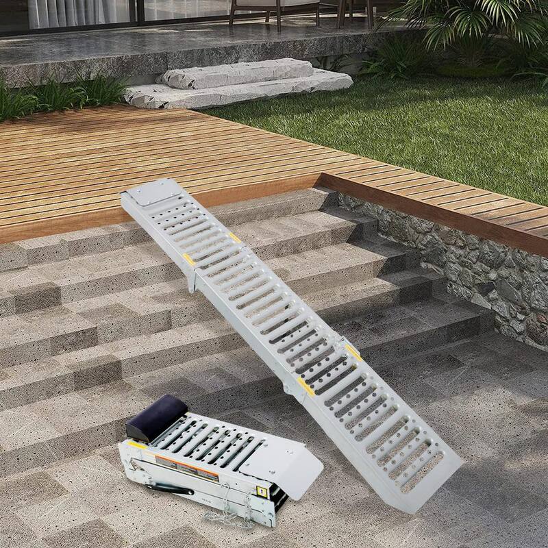 Tatayosi 2 Sets Foldable Ferruginous Car Ramp, Portable Steel Lightweight Ramp - P-DJ-57318