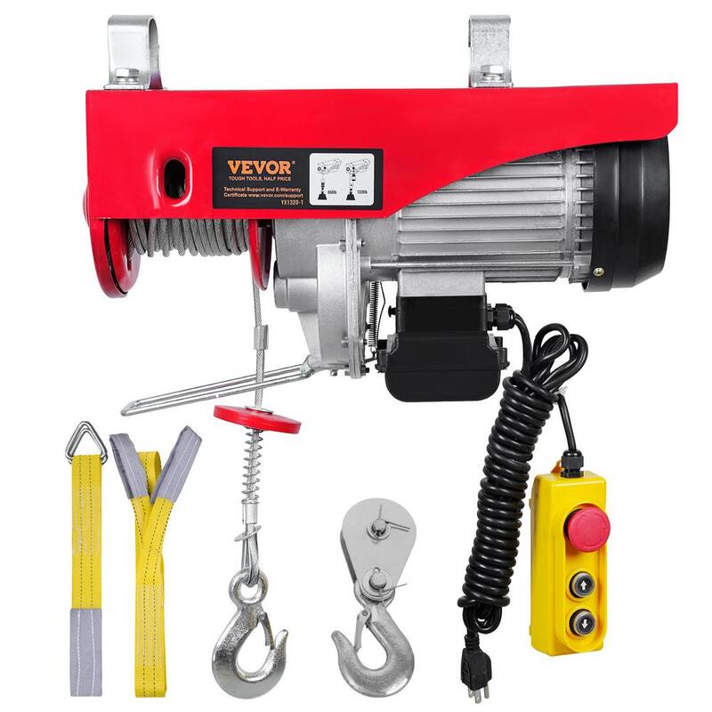 VEVOR 1320 lbs. Electric Chain Hoist 1150W 110V Electric Steel Wire Winch with 14 ft. Wired Remote Control for Garage, Factory - DDGSSHLYXYKKYLEYNV1