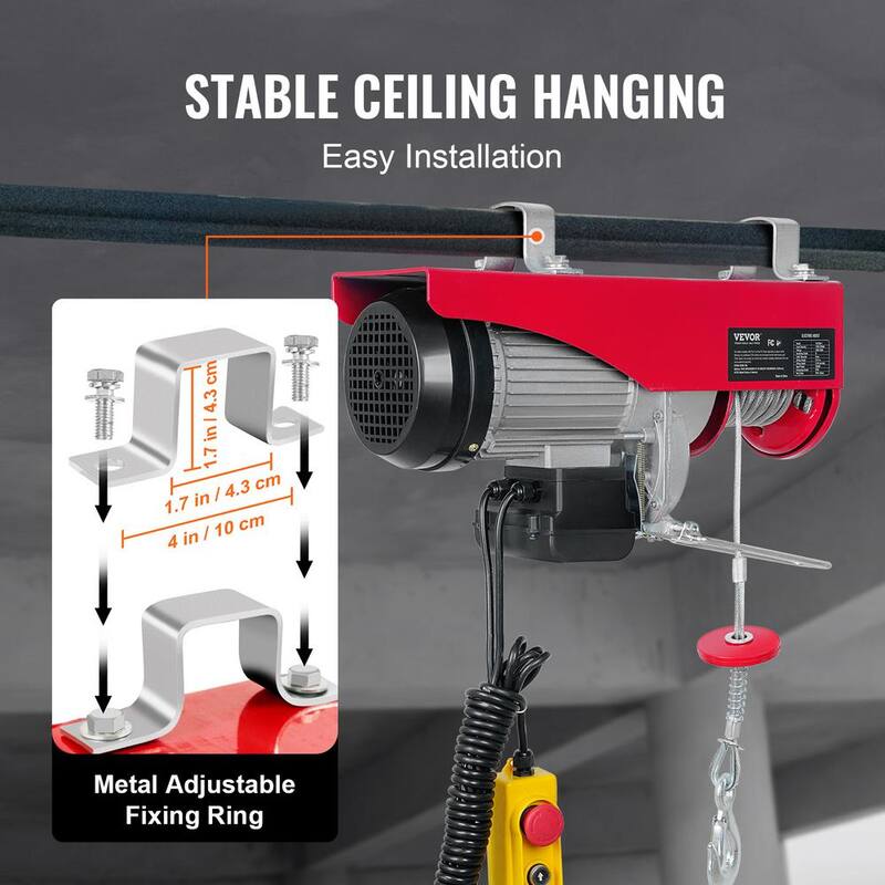 VEVOR 1320 lbs. Electric Chain Hoist 1150W 110V Electric Steel Wire Winch with 14 ft. Wired Remote Control for Garage, Factory - DDGSSHLYXYKKYLEYNV1