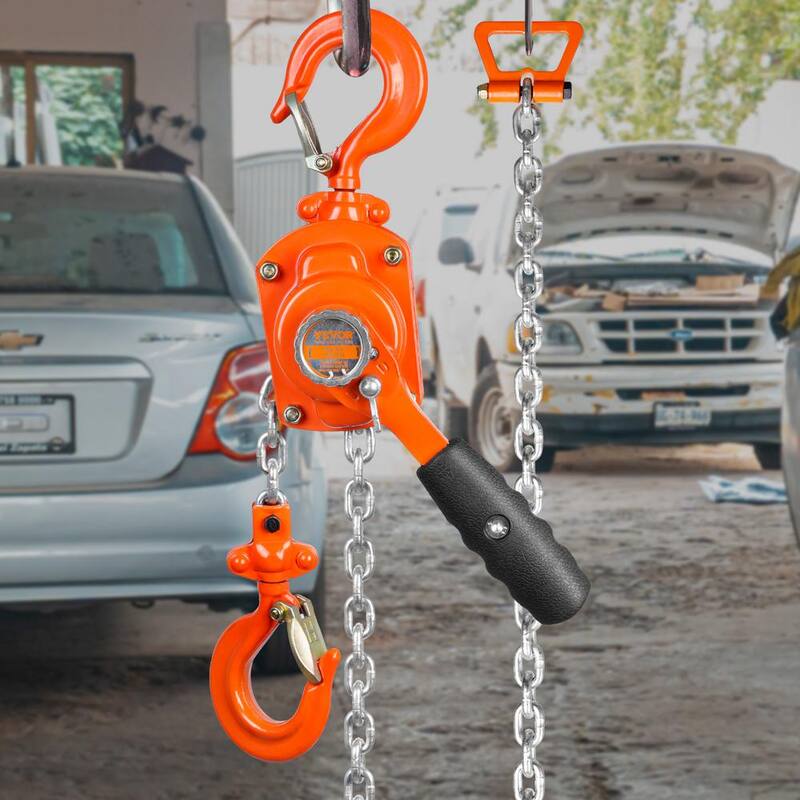 VEVOR 1/2 Ton Manual Lever Chain Hoist 5 ft. Long Chain Hoist with 360° Rotation Hook and Double-Pawl Brake - MNSBHLH12T5FT2QE1V0