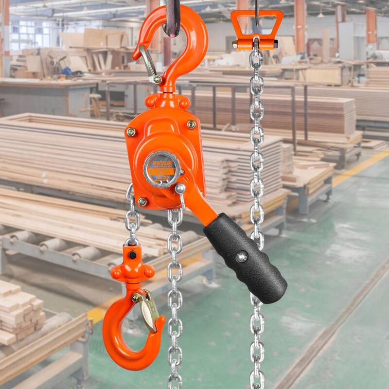 VEVOR 1/2 Ton Manual Lever Chain Hoist 5 ft. Long Chain Hoist with 360° Rotation Hook and Double-Pawl Brake - MNSBHLH12T5FT2QE1V0