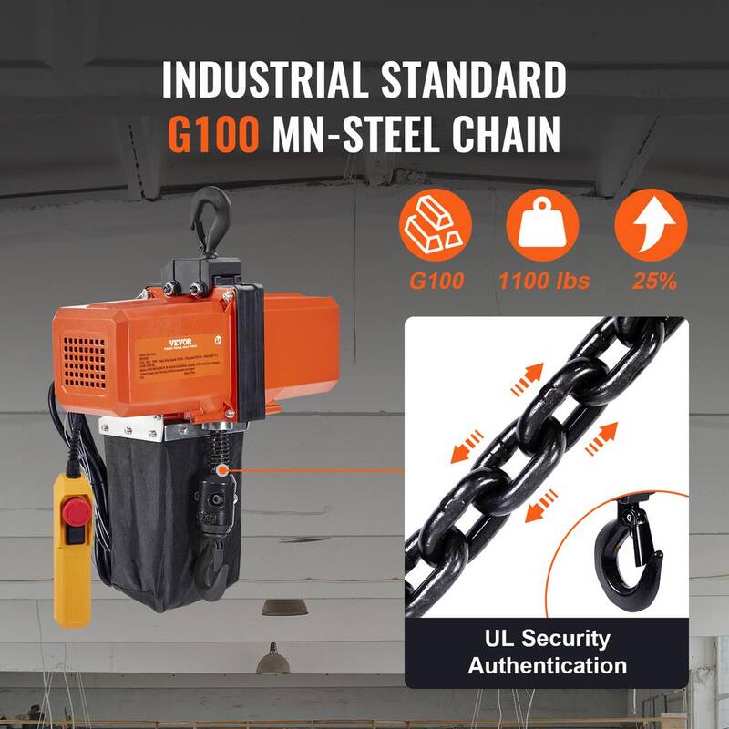 VEVOR Electric Chain Hoist 1100 lbs. Single Phase Overhead Crane 15 ft. Lifting Height 10 ft./min Speed for Garage, Shop - DDHLHLDXDDLCSN1NYV5