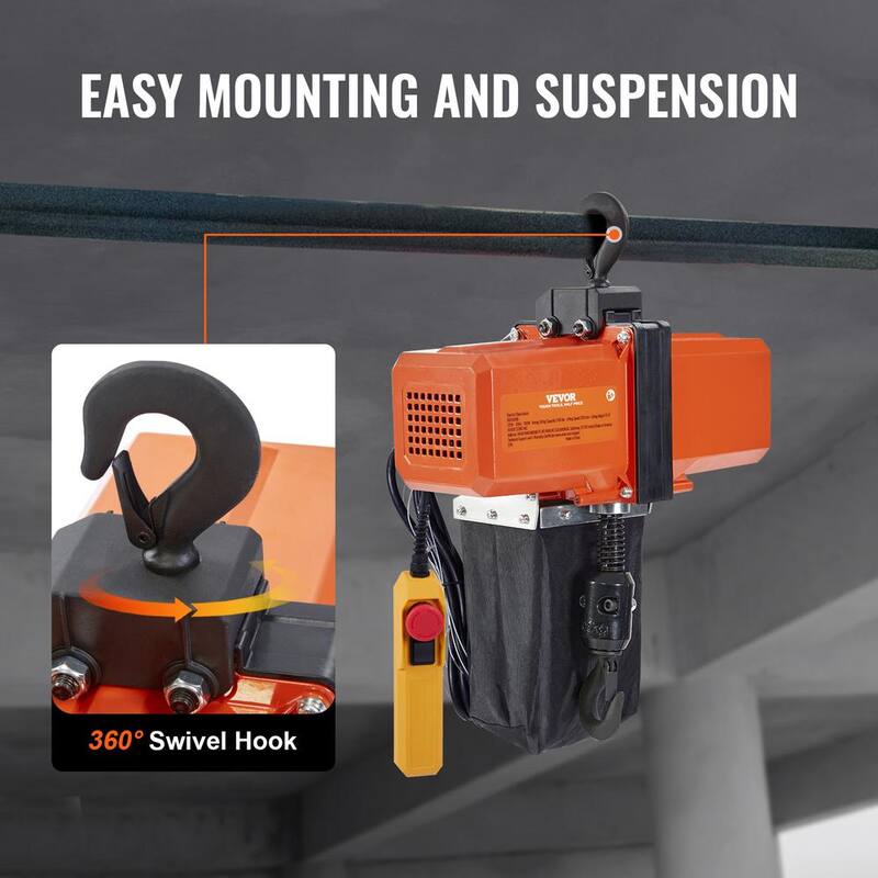 VEVOR Electric Chain Hoist 1100 lbs. Single Phase Overhead Crane 15 ft. Lifting Height 10 ft./min Speed for Garage, Shop - DDHLHLDXDDLCSN1NYV5