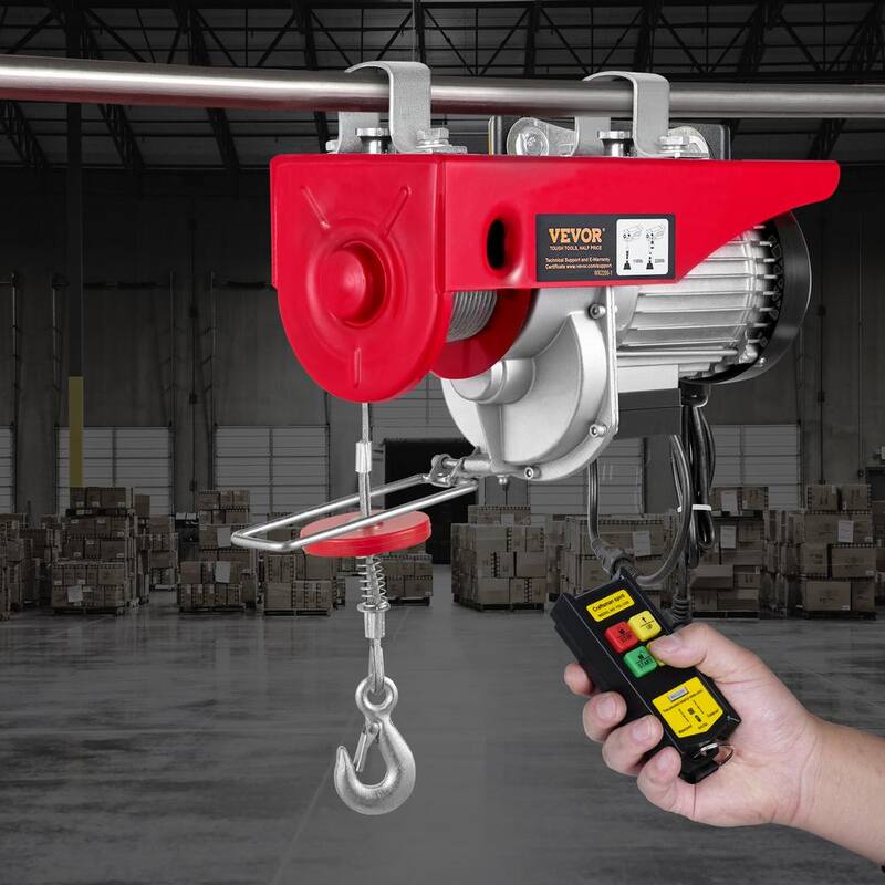 VEVOR 2200 lbs. Electric Chain Hoist 1600W 110V Electric Steel Wire Winch with Wireless Remote Control for Garage, Warehouse - DD2200LBS52FTOT3RV1