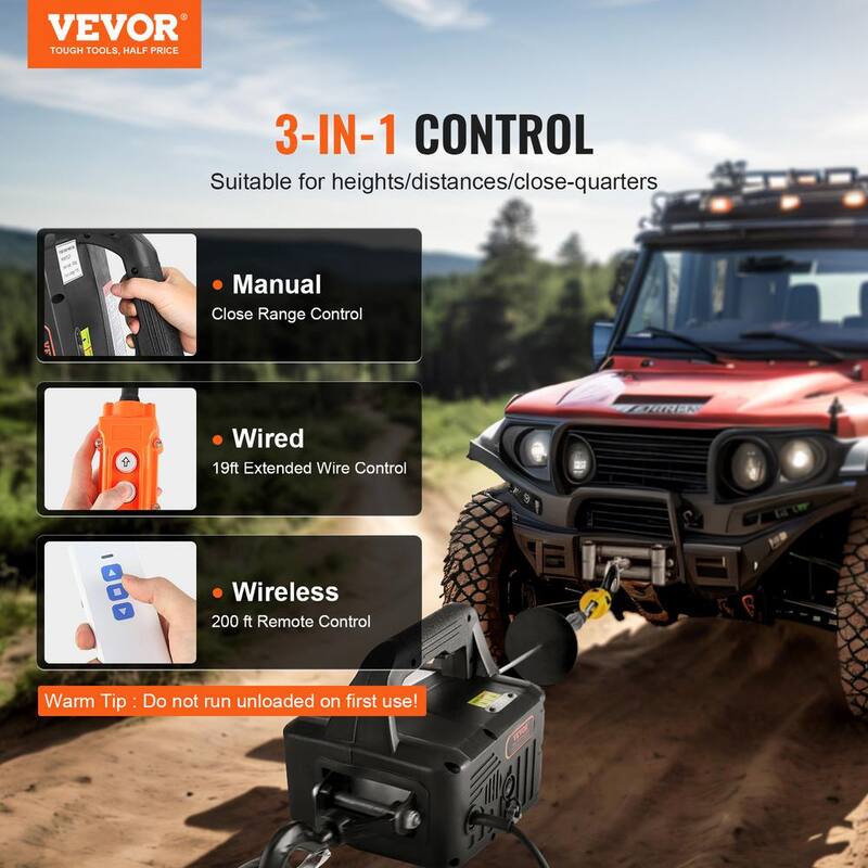 VEVOR 3-in. -1 Electric Hoist Winch, 1,100 lbs. 1,500W Portable Power Winch Crane, 110V/120V 22.9 ft. Lifting Height - BXSDDHL1100BE27PCV1-802