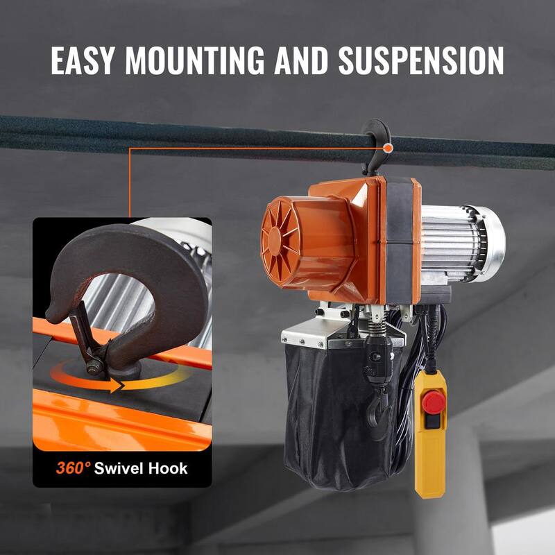 VEVOR Electric Chain Hoist 2,200 lbs. Single Phase Overhead Crane 10 ft. Lifting Height and 10 ft. Wired Remote Control(1-Ton) - DDHLHLDXDDLCSBBYAV5