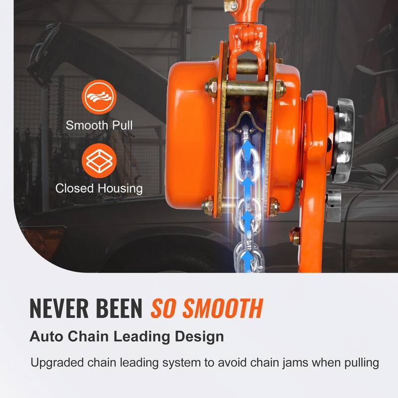 VEVOR 1-1/2 Ton Manual Lever Chain Hoist 20 ft. Lever Hoist with Weston Double-Pawl Brake for Garage, Factory, Dock - CGSBH112T20FTZ1XBV0