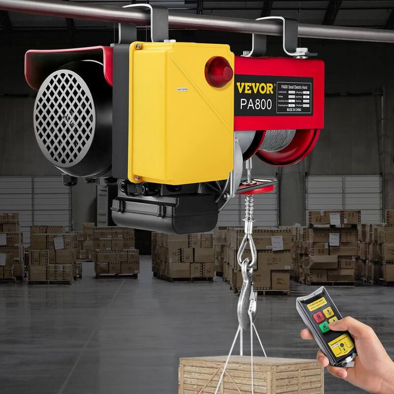 VEVOR Electric Hoist 1800 lbs. Steel Electric Winch Lift 110-Volt With Wireless Remote Control For Lifting in Factories - DDHLWXYK1800B0001V1
