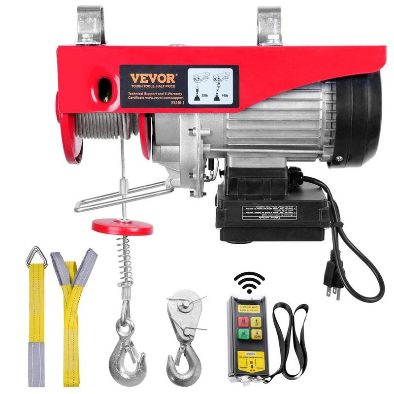 VEVOR 440 lbs. Electric Chain Hoist with Wireless Remote Control 480W 110V Electric Cable Hoist with 40 ft. Lifting Height - DDG440LBS52FTRRNJV1
