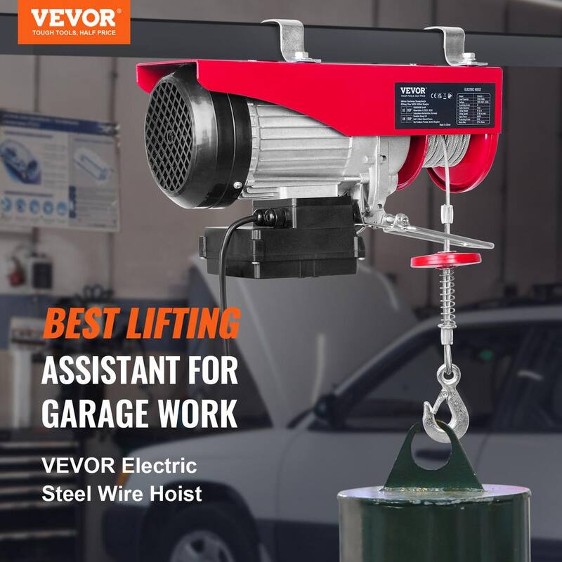 VEVOR 440 lbs. Electric Chain Hoist with Wireless Remote Control 480W 110V Electric Cable Hoist with 40 ft. Lifting Height - DDG440LBS52FTRRNJV1