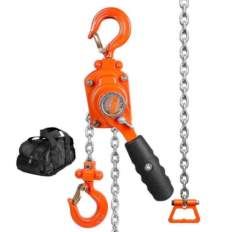 VEVOR 1/4 Ton Manual Lever Chain Hoist 10 ft. Long Chain Hoist with 360° Rotation Hook for Garage, Factory, Dock - MNSBHL14T10FTNX4BV0