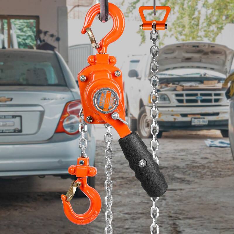 VEVOR 1/4 Ton Manual Lever Chain Hoist 10 ft. Long Chain Hoist with 360° Rotation Hook for Garage, Factory, Dock - MNSBHL14T10FTNX4BV0