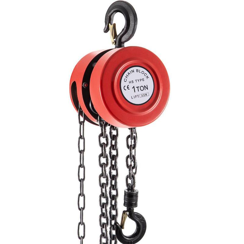 VEVOR 1-Ton Capacity Hand Chain Hoist 8 ft. Lift Manual Chain Hoist for Lifting Goods in Transport, Construction Sites, Red - SLHLHSY1T2.5MNZNEV0