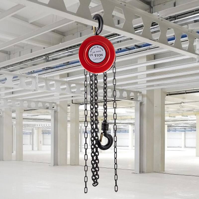 VEVOR 1-Ton Capacity Hand Chain Hoist 8 ft. Lift Manual Chain Hoist for Lifting Goods in Transport, Construction Sites, Red - SLHLHSY1T2.5MNZNEV0