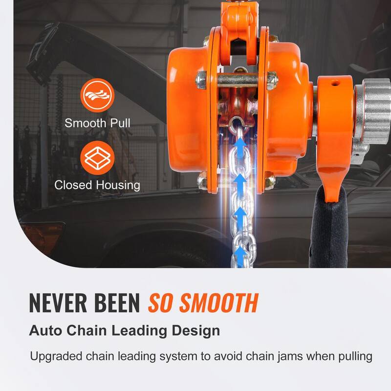 VEVOR 1/2 Ton Manual Lever Chain Hoist 10 ft. Chain Hoist with Weston Double-Pawl Brake for Garage and Factory - MNSBHL12T10FTJ83GV0
