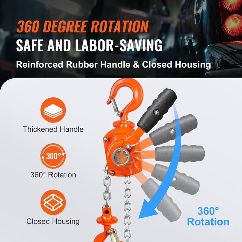 VEVOR 1/2 Ton Manual Lever Chain Hoist 10 ft. Chain Hoist with Weston Double-Pawl Brake for Garage and Factory - MNSBHL12T10FTJ83GV0