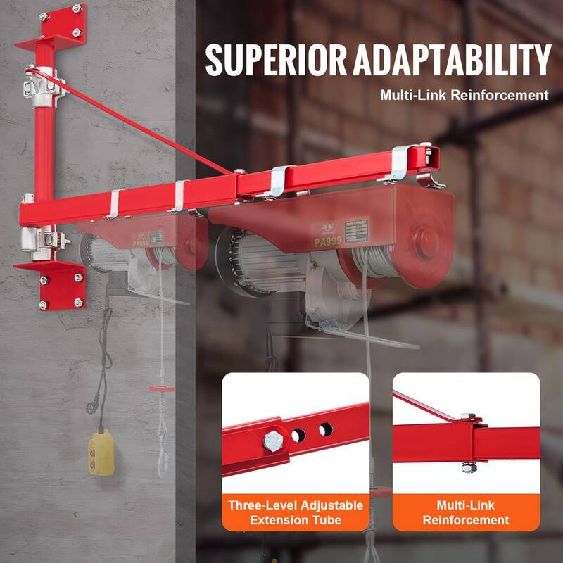 VEVOR Electric Hoist Support Arm 1320 lbs. Max Load Capacity 180° Swivel Scaffold Winch Hoist Arm with Pole for Workshop - HLZJTZ200100C8VC9V0