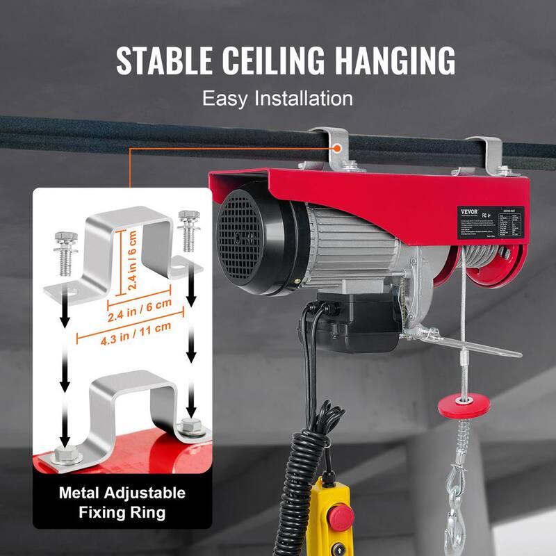 VEVOR 2200 lbs. Electric Chain Hoist 1600 Watt Electric Steel Wire Winch with 14 ft. Wired Remote Control for Garage Warehouse - DDGSSHLYXYKKYOD1MV1