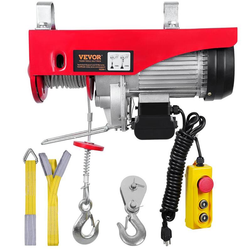 VEVOR 2200 lbs. Electric Chain Hoist 1600 Watt Electric Steel Wire Winch with 14 ft. Wired Remote Control for Garage Warehouse - DDGSSHLYXYKKYOD1MV1