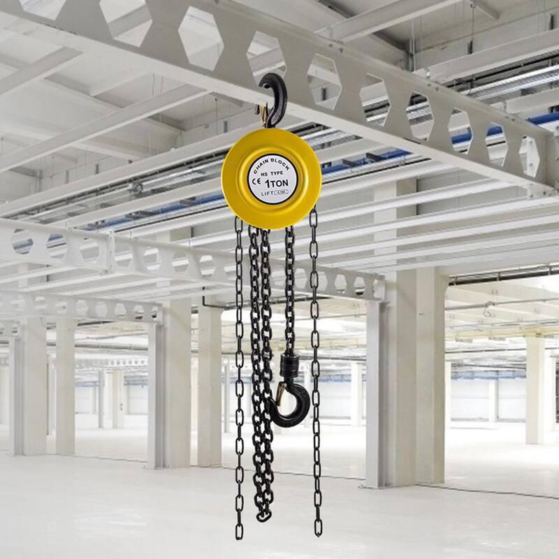 VEVOR 1-Ton Hand Chain Hoist 15 ft. Lift Manual Chain Hoist w/Industrial-Grade Steel Construction for Lifting Goods, Yellow - SLHLHSY1T4.5MNF13V0