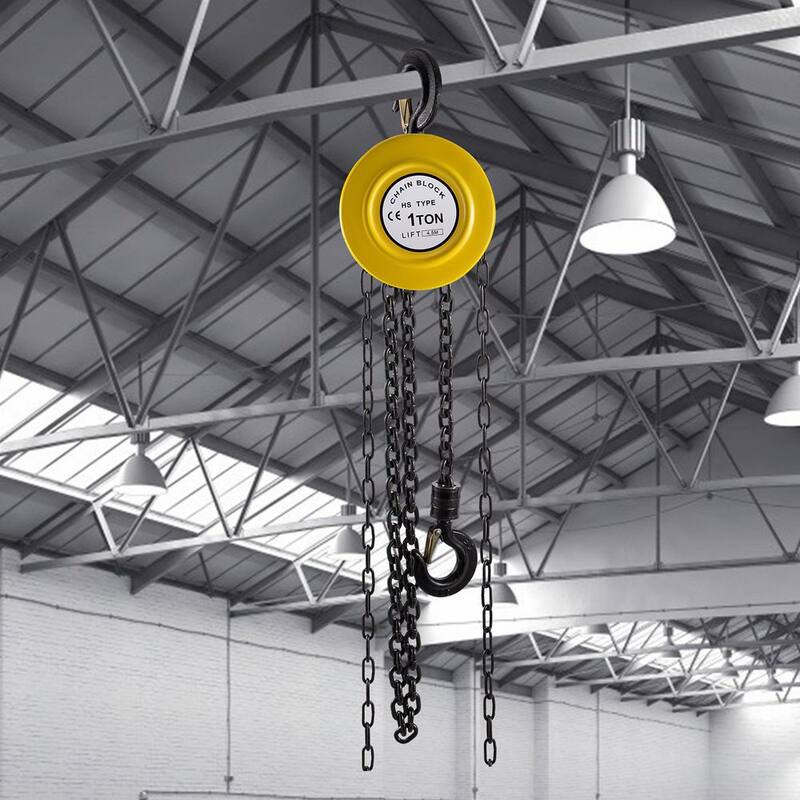 VEVOR 1-Ton Hand Chain Hoist 15 ft. Lift Manual Chain Hoist w/Industrial-Grade Steel Construction for Lifting Goods, Yellow - SLHLHSY1T4.5MNF13V0