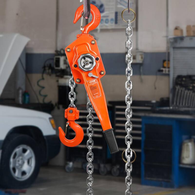 VEVOR Manual Lever Chain Hoist, 3 Ton 6600 lbs. Capacity 20 FT. Come Along, G80 Galvanized Carbon Steel with Double-Pawl Brake - CGSBHLH3T20FT1N2RV0-730