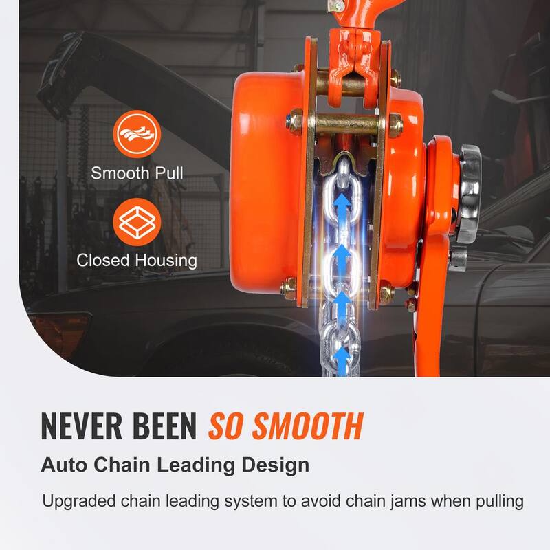 VEVOR Manual Lever Chain Hoist, 3 Ton 6600 lbs. Capacity 20 FT. Come Along, G80 Galvanized Carbon Steel with Double-Pawl Brake - CGSBHLH3T20FT1N2RV0-730