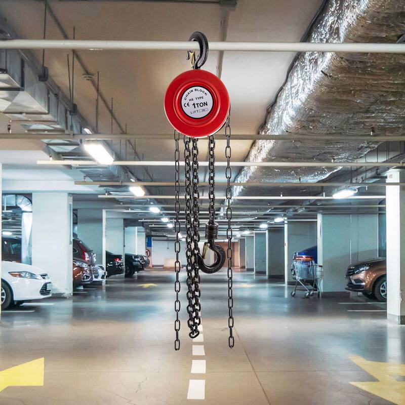 VEVOR Hand Chain Hoist 1-Ton Chain Block 2,200 lbs. Capacity and 7 ft. Lift for Lifting Goods in Transport and Factories, Red - SLHLHSYX1T2M3RDT7V0