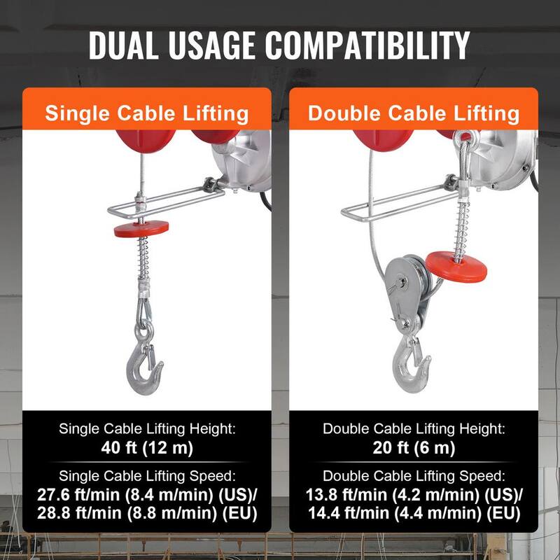 VEVOR Electric Hoist, 2200 lbs. 120V Electric Winch with 328 ft. Wireless & 14 ft. Wired Remote Control, 40 ft. Lifting Height - DDGSSHLYXWXSTO5XWV1