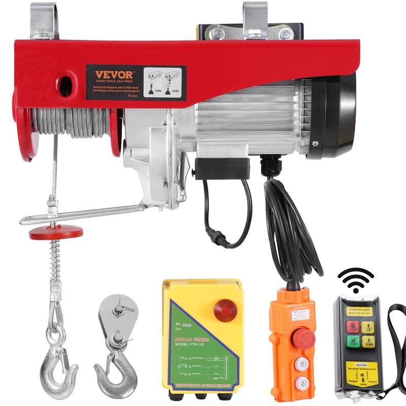VEVOR Electric Hoist, 2200 lbs. 120V Electric Winch with 328 ft. Wireless & 14 ft. Wired Remote Control, 40 ft. Lifting Height - DDGSSHLYXWXSTO5XWV1